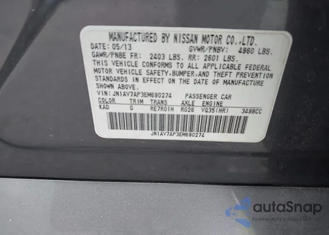 2014 Infiniti Q50 Hybrid Sport from USA, damaged, VIN JN1AV7AP3EM690274